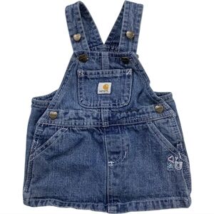 Carhartt Embroidered Blue Jean Jumper Dress 100% Cotton Girls 6 Months